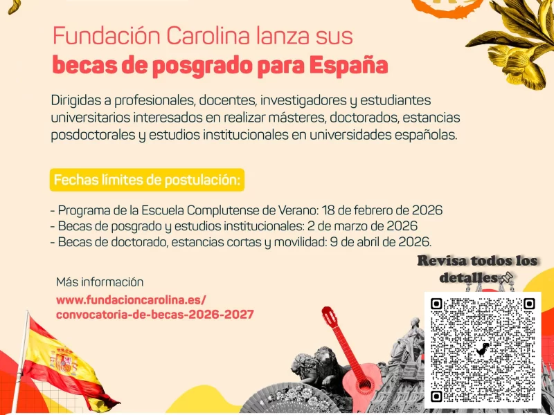 La Fundaci&oacute;n Carolina ofrece m&aacute;s de 700 becas de posgrado.
